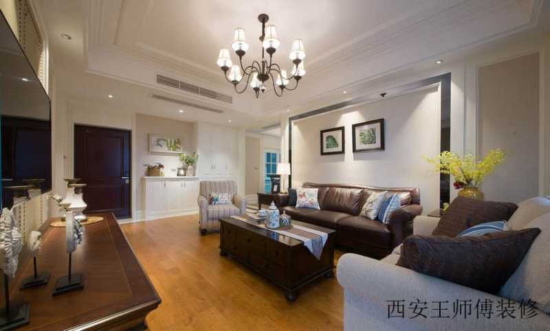 简易美式风格家居客厅整体效果图