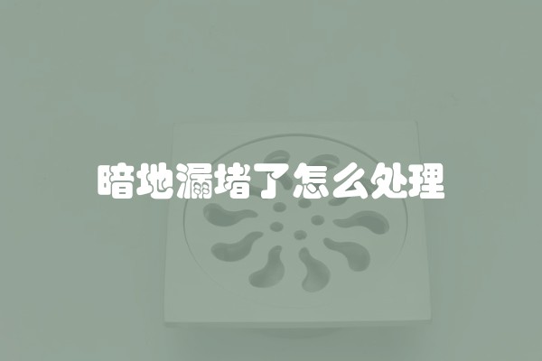 暗地漏堵了怎么处理