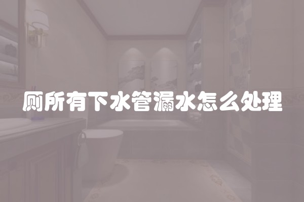 厕所有下水管漏水怎么处理