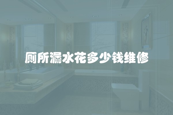 厕所漏水花多少钱维修