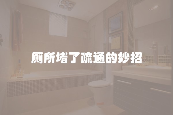 厕所堵了疏通的妙招