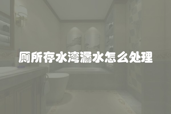 厕所存水湾漏水怎么处理