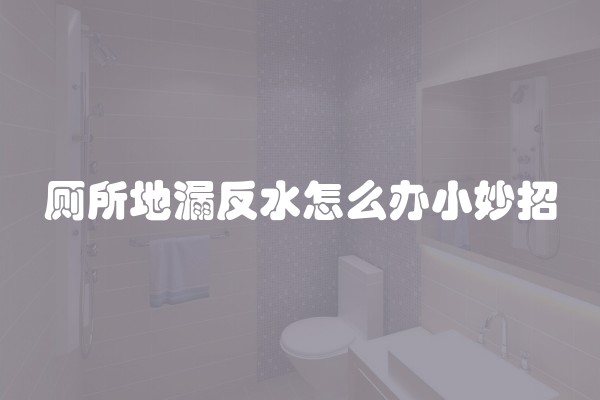 厕所地漏反水怎么办小妙招
