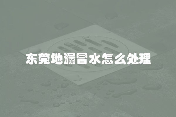 东莞地漏冒水怎么处理