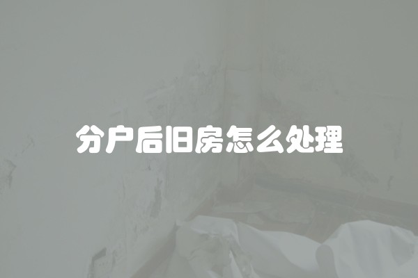 分户后旧房怎么处理