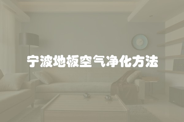 宁波地板空气净化方法