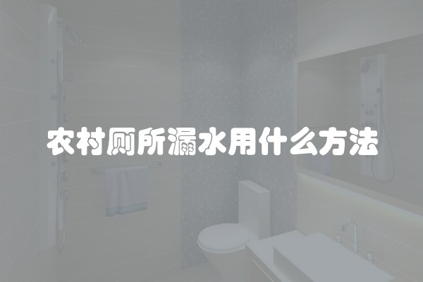 农村厕所漏水用什么方法