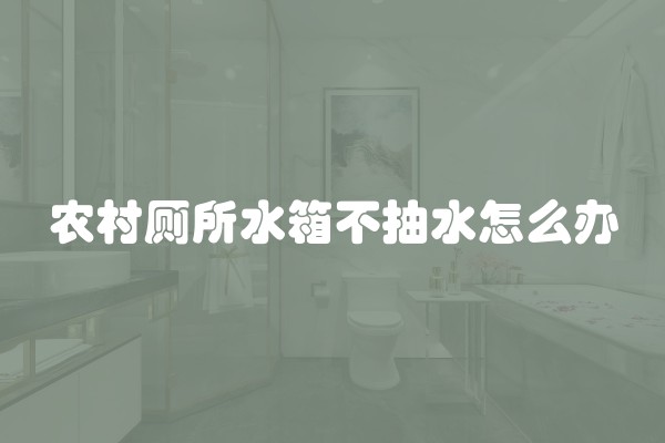 农村厕所水箱不抽水怎么办