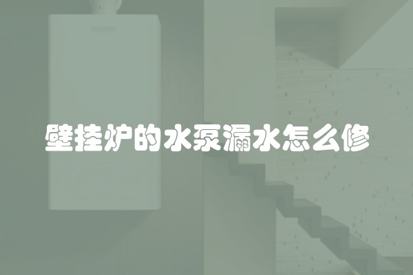 壁挂炉的水泵漏水怎么修