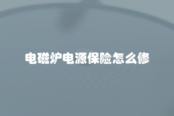 电磁炉电源保险怎么修