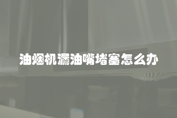 油烟机漏油嘴堵塞怎么办