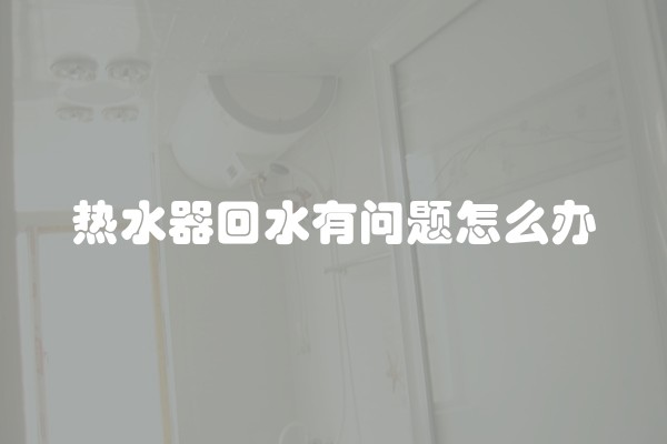 热水器回水有问题怎么办