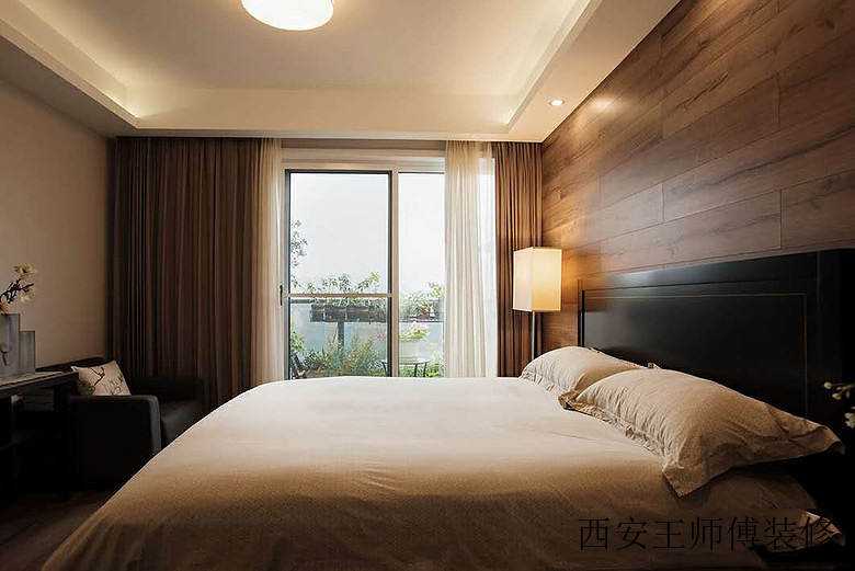 素色简约现代卧室隔断设计装修图