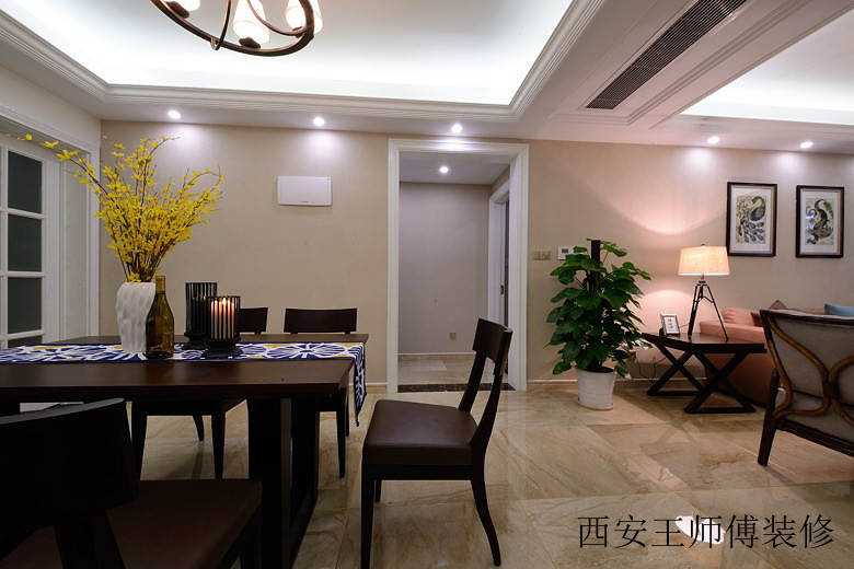 质朴美式风格三室餐厅设计装修案例图