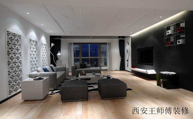 时尚摩登现代简中式客厅沙发镂空背景墙效果图