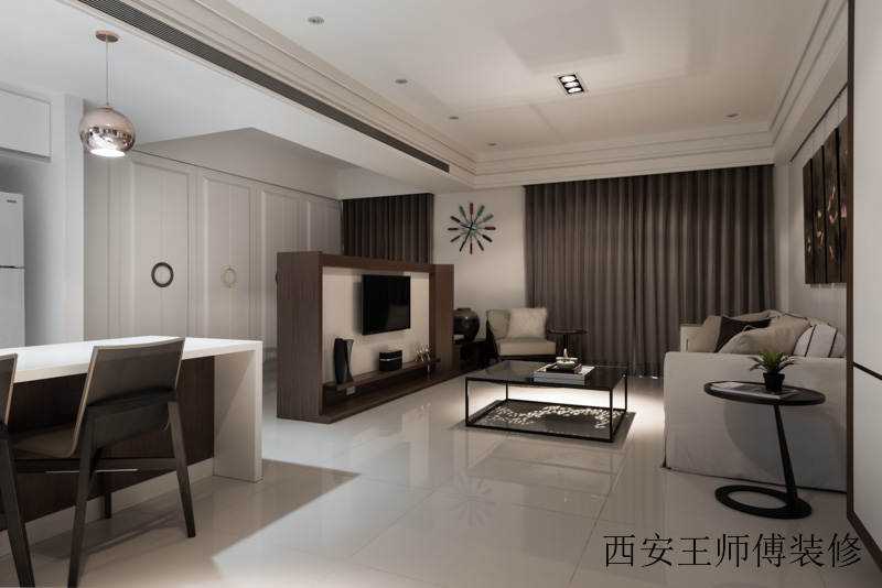 咖色系现代简约客厅效果图