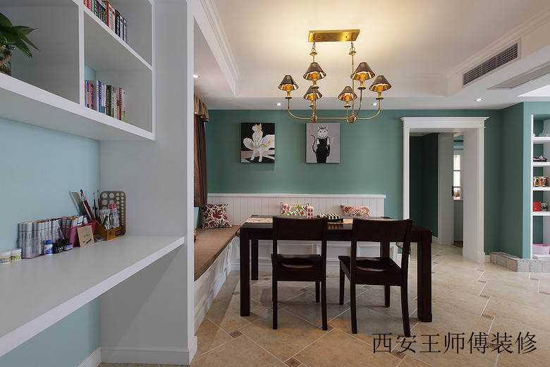 青绿复古美式餐厅垭口设计效果图