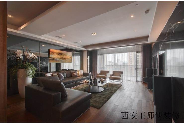 现代混搭公寓客厅吊顶设计
