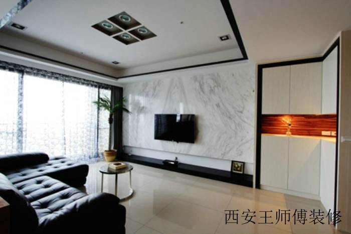 黑白现代时尚客厅效果图
