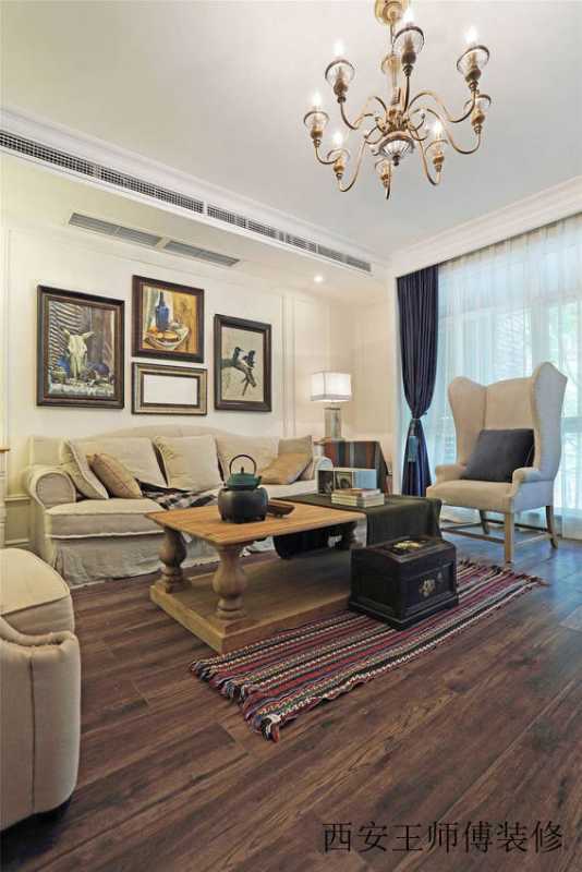 古朴悠闲美式风格三居客厅装饰案例图