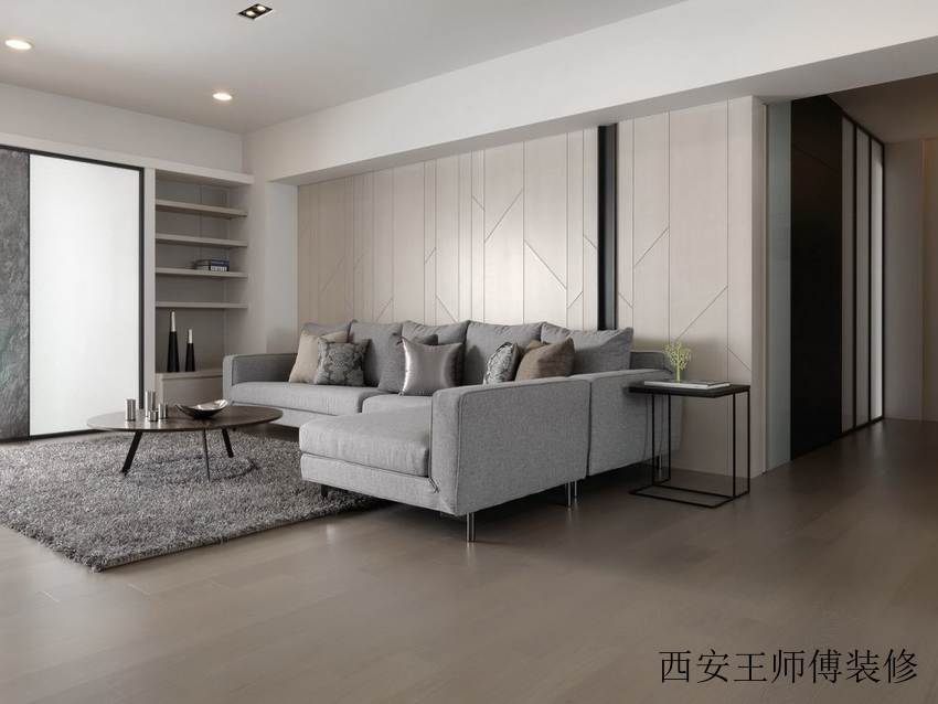 时尚现代客厅灰色沙发装饰图
