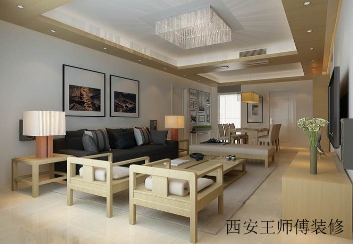 经典原木日式风格小户型餐客厅一体设计装修图