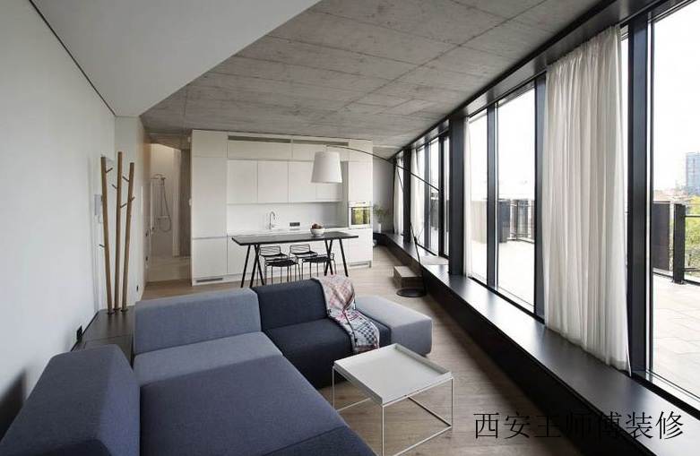 极简小户型家居室内美岩水泥吊顶效果图
