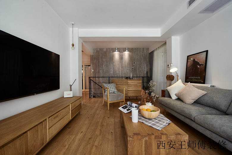 原木韵味实用北欧风格别墅隔断客厅装修效果图
