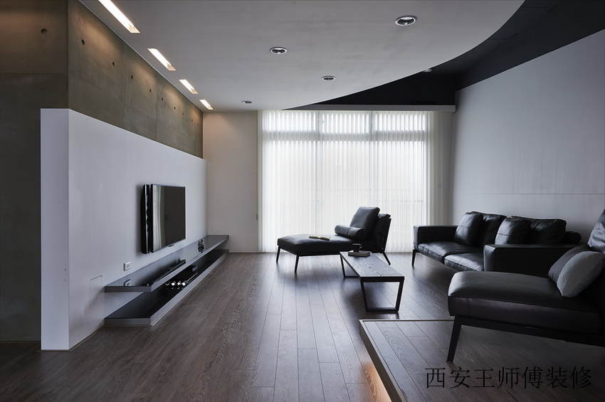 深沉现代简约客厅吊顶装修设计
