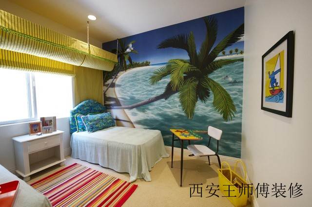 地中海风格 卧室海景背景墙装饰