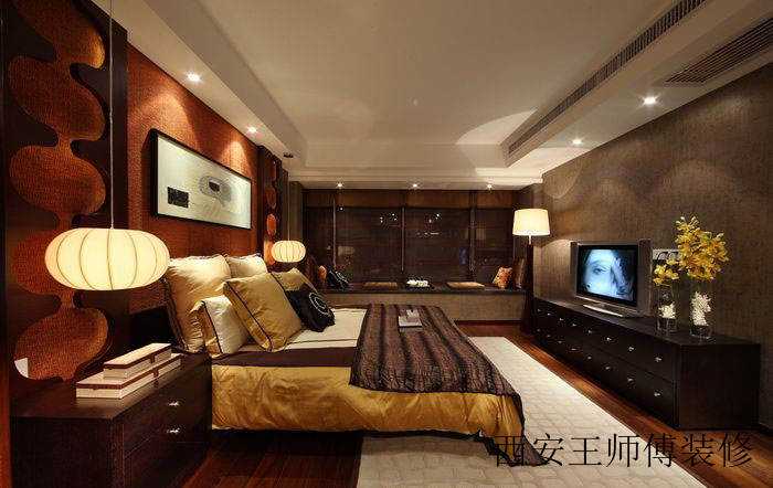 摩登新中式宽敞公寓卧室设计装修图