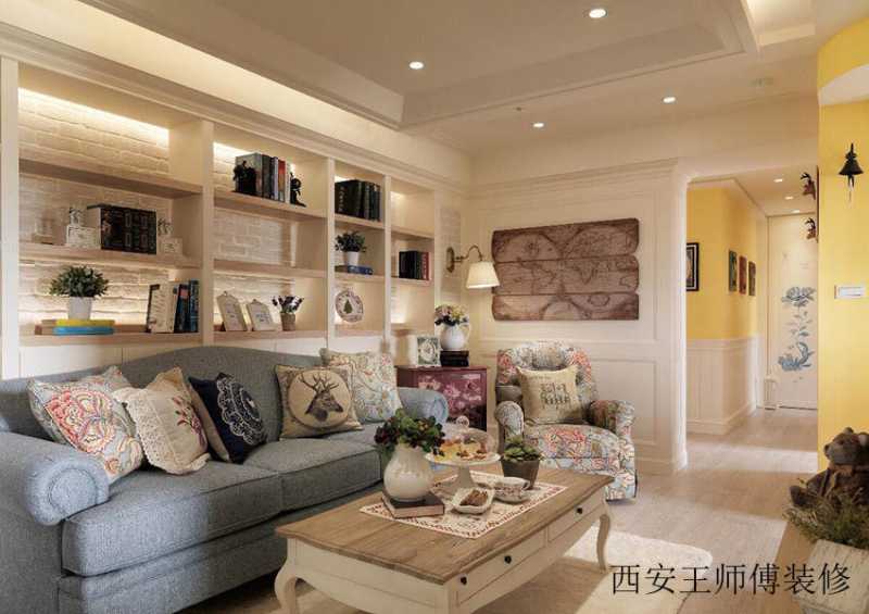 悠闲美式设计风格二居客厅装潢欣赏图