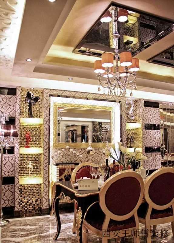 金碧辉煌摩登欧式风格餐厅设计装修欣赏图