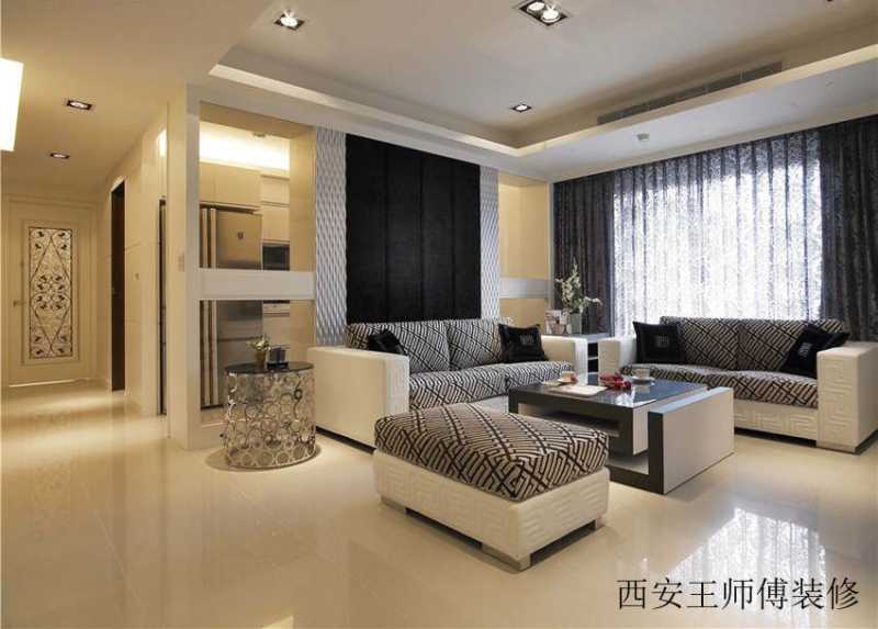 素色简约现代客厅展示图