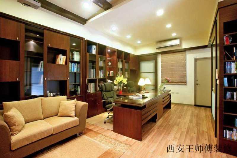 实木混搭书房筒灯装饰图