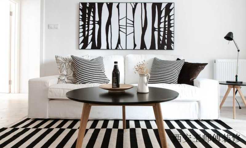 时尚简洁黑白北欧客厅软装配置图