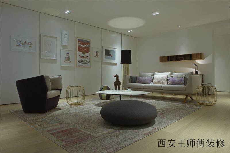 现代简约风格公寓室内客厅软装搭配效果图
