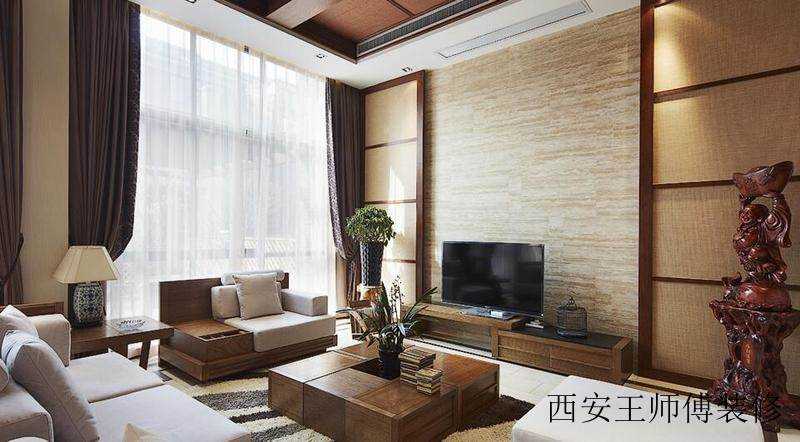 原生咖啡色复古美式复式客厅装修效果图