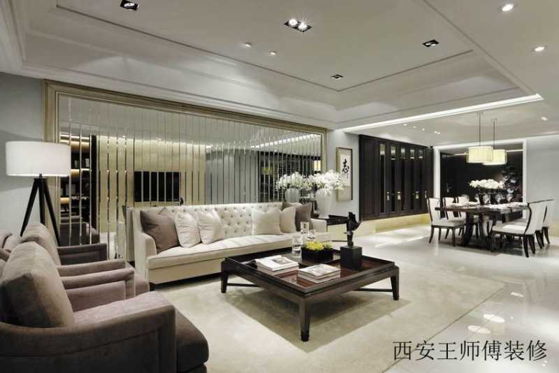 摩登现代客厅镜面背景墙设计