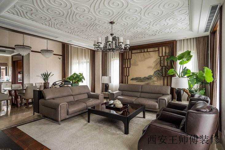 明清家具中式风格别墅客厅吊顶欣赏图