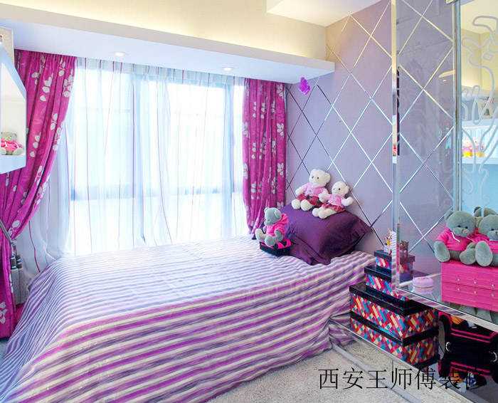 梦幻紫色混搭风 靠窗儿童房效果图