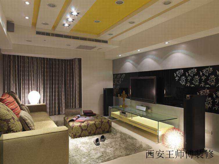 混搭现代客厅电视背景墙设计