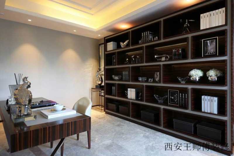 沉稳豪华现代书房装饰效果图