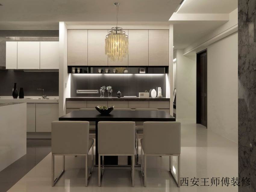 黑白现代家居餐厅吊灯设计