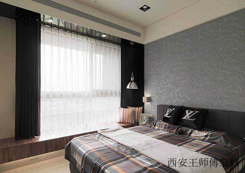 摩登现代风格卧室床头背景墙设计图