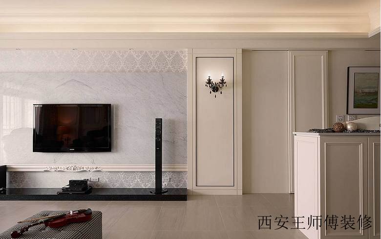 简欧风格雕花大理石背景墙装饰效果图