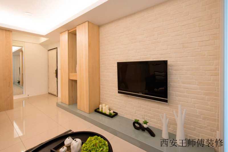 简约家居电视背景墙文化砖装饰效果图
