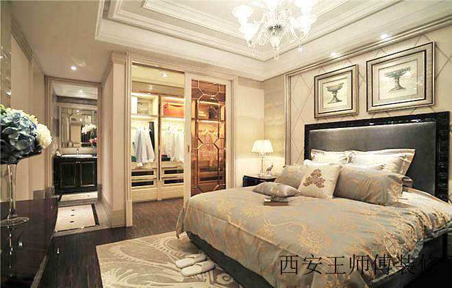 复古欧式卧室带衣帽间设计