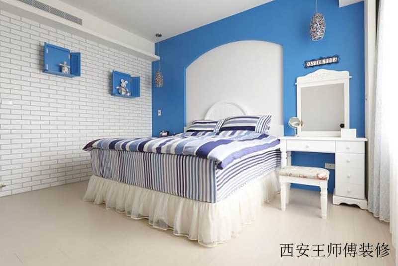 蓝白现代儿童房装潢欣赏
