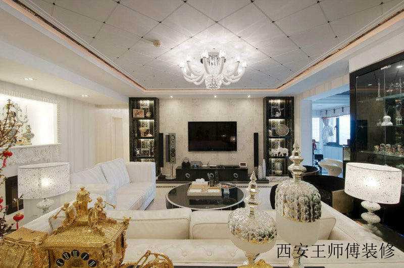 华丽大气简欧风格客厅软装装饰效果图